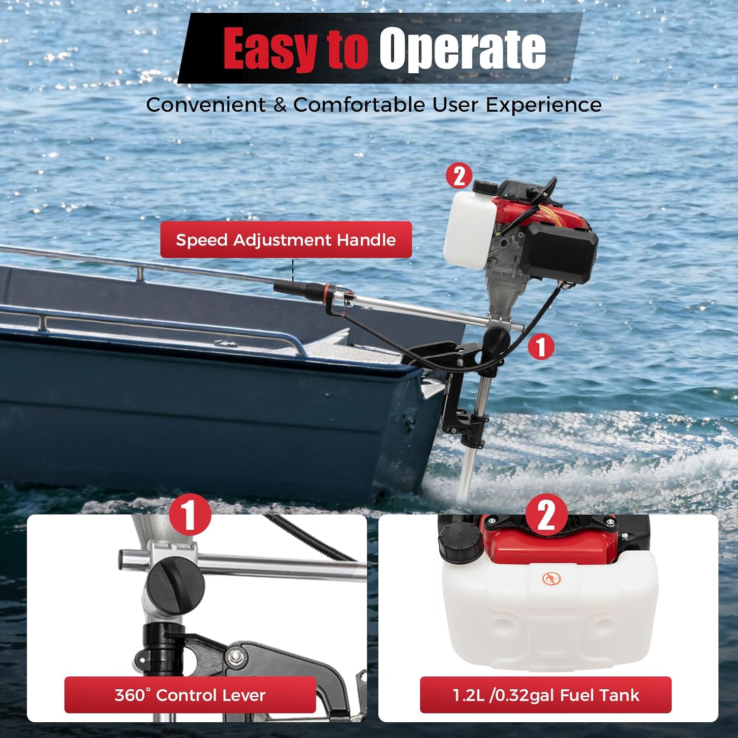 Fishing Boat Outboard Motor - Silnik zaburtowy 4HP, 4-suwowy silnik do