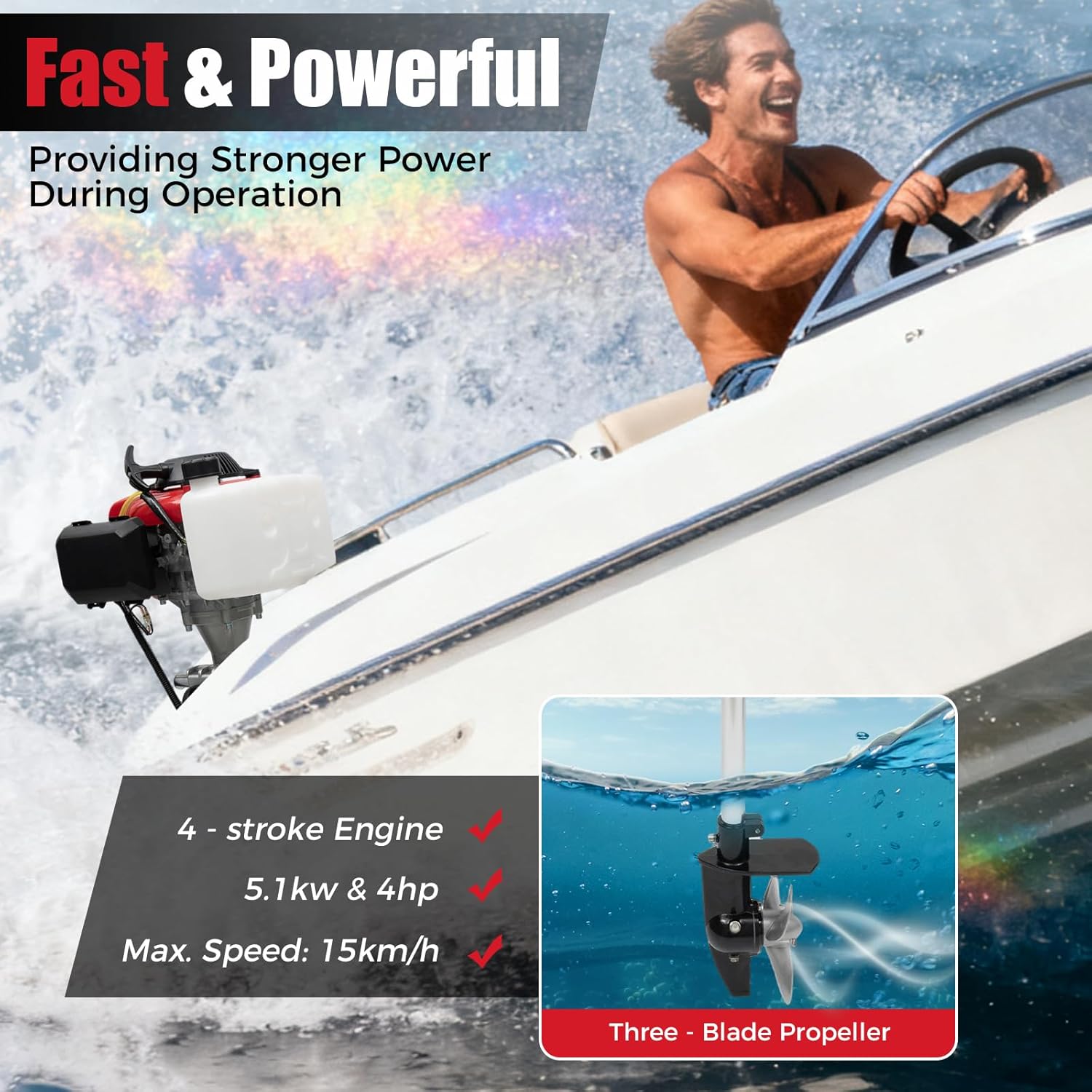 Silnik zaburtowy 4HP, 4-suwowy – Fishing Boat Outboard Motor recenzja i cena